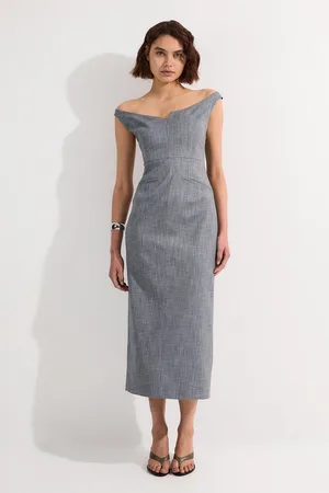 Karen Millen Tailored Marl Strappy Pencil Maxi Dress