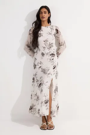 Karen Millen Sheer Viscose Georgette Sketchy Woven Cowl Back Maxi