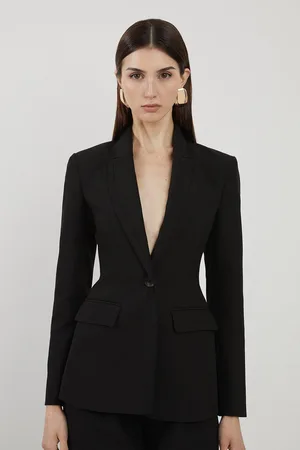 Karen Millen Clean Tailored Grosgrain Tipped Single Breasted Blazer
