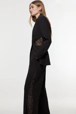 Karen Millen Tailored Lace Detail Straight Leg Trousers