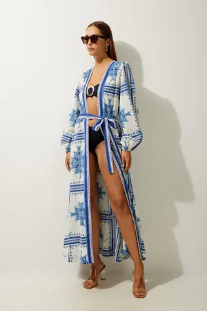 Karen Millen Printed Cotton Voile Maxi Beach Dress