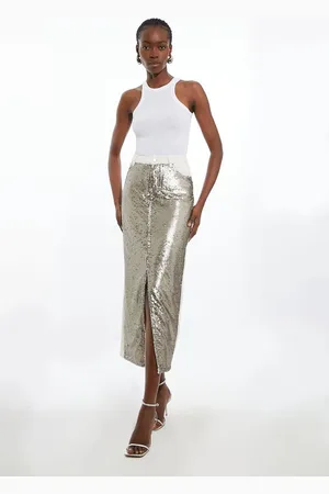 Karen Millen Denim & Sequin Maxi Skirt
