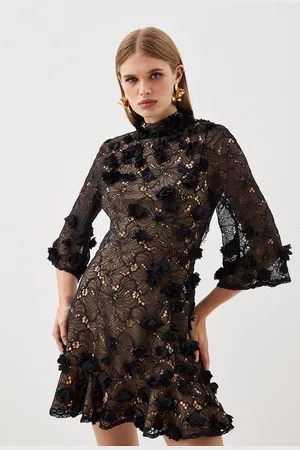 Karen Millen Floral Applique On Lace Woven Mini