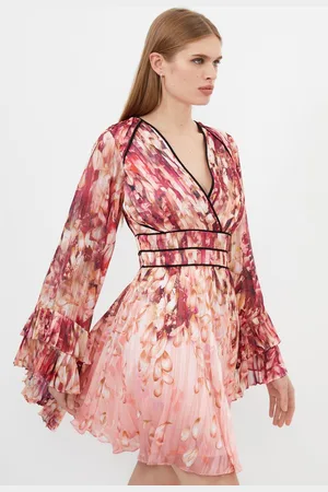 Karen Millen Floral Drama Kimono Woven Mini Dress