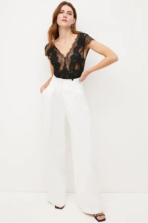 Karen Millen Petite Compact Stretch High Waist Slim Leg Trouser