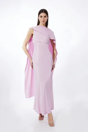 Karen Millen Viscose Satin Draped Midi Dress