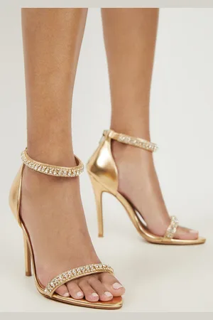 Karen Millen Metallic Double Diamante Strap Stiletto Heel