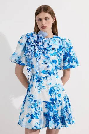 Karen Millen Rosette Ruffle Woven Mini Dress