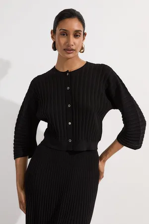Karen Millen Pleated Rib Summer Knit Cardigan