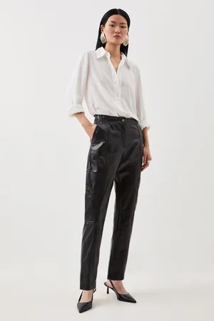 Karen Millen Petite Leather Biker Detail Trouser