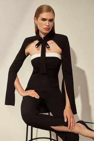 Karen Millen The Founder Compact Stretch Viscose Tie Bolero Jacket