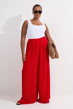 Karen Millen Plus Size Pleated Woven Wide Leg Trousers