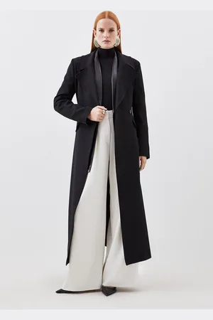 Karen Millen Compact Stretch Double Breasted Full Skirt Midi Coat
