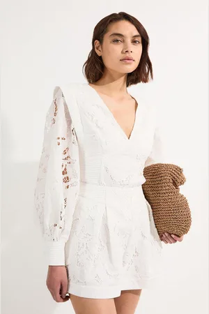 Karen Millen Cutwork Broderie Drama Sleeve Woven Blouse