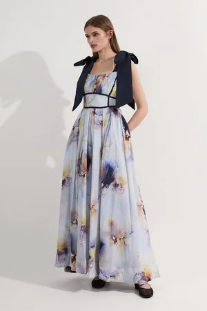 Karen Millen Spring Silk Cotton Woven Strappy Dress