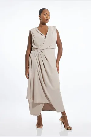 Karen Millen Plus Size OOTO Premium Viscose Jersey Draped Maxi Dress