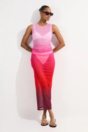 Karen Millen Ombre Mesh Ruched Beach Dress