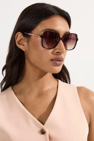 Karen Millen Dark Rounded Gold Detail Sunglasses