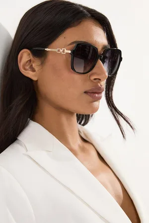 Karen Millen Rounded Gold Detail Sunglasses