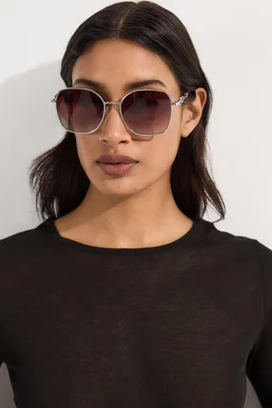 Karen Millen Silver Rounded Sunglasses