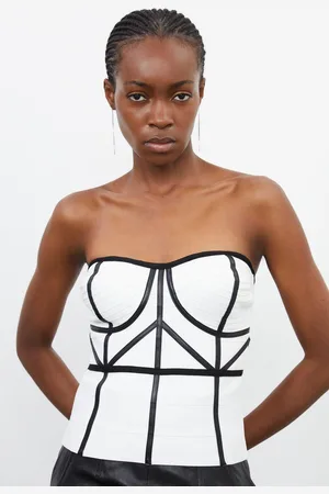 Karen Millen Bandage Knit And Pu Trim Corset