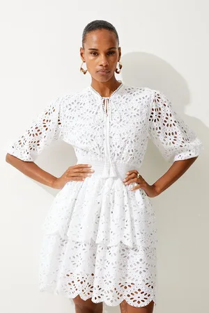 Karen Millen Cotton Broderie Beach Mini Dress
