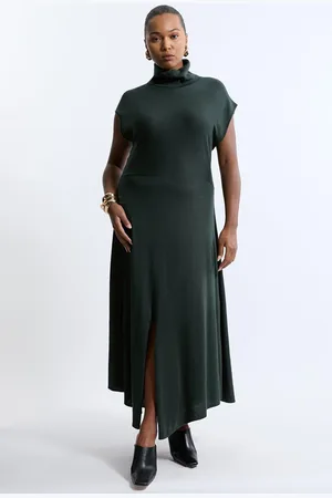 Karen Millen Plus Size Cashmere Blend Sleeveless Roll Neck Midaxi Knit Dress