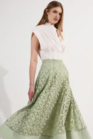 Karen Millen Cutwork Embroidery Woven Midi Prom Skirt