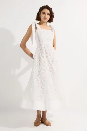 Karen Millen Cutwork Embroidery Woven Midi Prom Dress