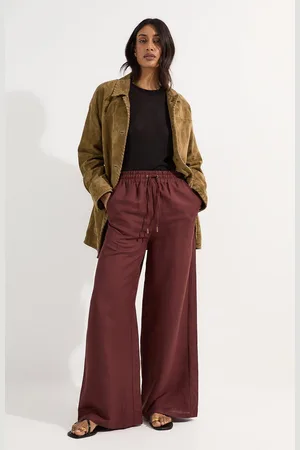 Karen Millen Viscose Linen Tie Waist Woven Trouser