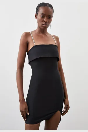 Karen Millen Petite Figure Form Bandage Knit Chain Strap Mini Dress