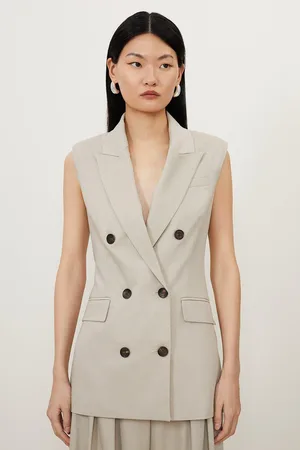 Karen Millen Sleeveless Tailored Double Breasted Blazer