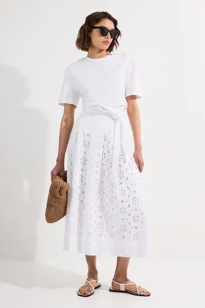 Karen Millen Cotton Broderie Woven Maxi Skirt