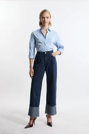 Karen Millen Petite Denim Straight Leg Turn Up Hem Jeans