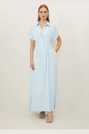 Karen Millen Soft Tailored Belted Darted Midi Shirt Dress
