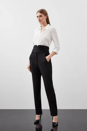 Karen Millen Compact Stretch Satin Side Slim Leg Tailored Trouser