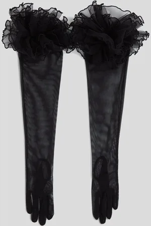 Karl Lagerfeld K/signature Long Ruffled Gloves, Woman, , Size: S