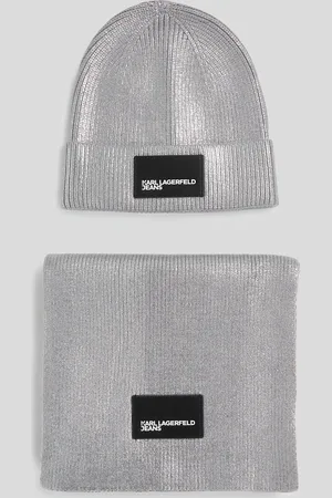 Karl Lagerfeld Metallic Beanie And Scarf Gift Set, Woman, , Size: One size