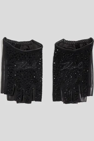 Karl Lagerfeld K/signature Glitter Fingerless Gloves, Woman, , Size: S