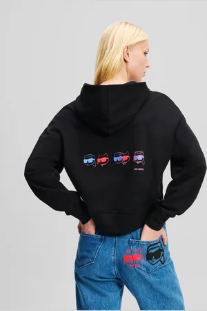 Karl Lagerfeld Ikon Color-pop Cropped Hoodie, Woman, , Size: XS