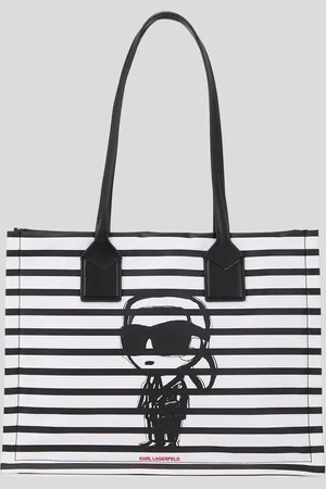 Karl Lagerfeld Ikon Striped Medium Tote Bag, Woman, , Size: One size