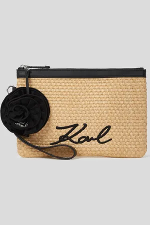 Karl Lagerfeld K/signature Flower Raffia Beach Pouch, Woman, , Size: One size