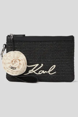 Karl Lagerfeld K/signature Flower Raffia Beach Pouch, Woman, , Size: One size