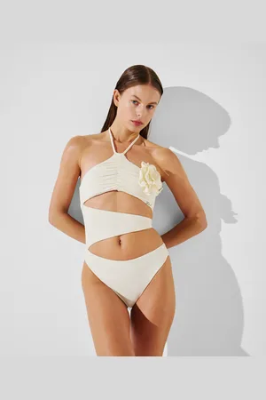 Karl Lagerfeld Flower Halter-neck Swimsuit, Woman, , Size: XS