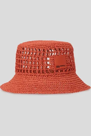 Karl Lagerfeld Box Logo Raffia Bucket Hat, Woman, , Size: One size