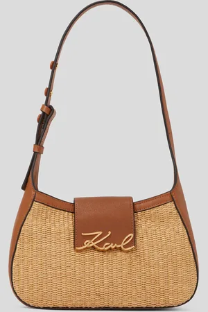 Karl Lagerfeld K/signature Small Raffia Shoulder Bag, Woman, , Size: One size