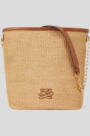 Karl Lagerfeld K/autograph Raffia Medium Bucket Bag, Woman, , Size: One size