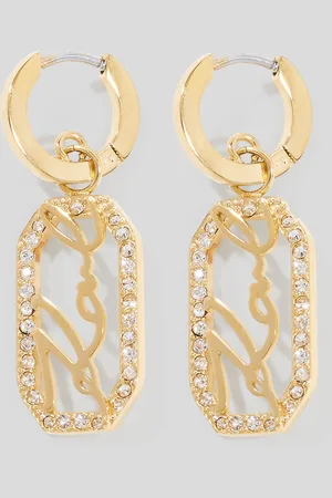Karl Lagerfeld Karl Signature Pavé Drop Earrings, Woman, , Size: One size