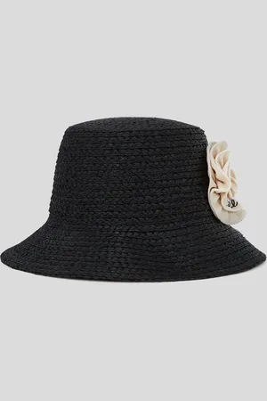 Karl Lagerfeld Raffia Flower Bucket Hat, Woman, , Size: One size