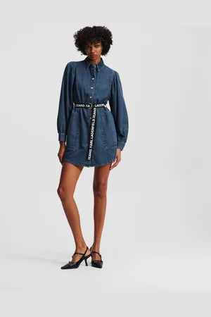 Karl Lagerfeld Puff-sleeved Denim Dress, Woman, , Size: XS